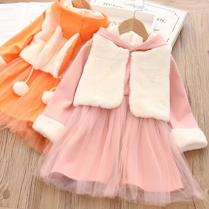 Теплое зимнее платье принцессы для девочек малышей и детей постарше детская