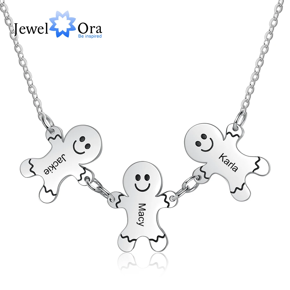 

Дизайнерский кулон JewelOra с индивидуальной гравировкой, именем семьи, имбирным человеком, уникальное ожерелье на заказ, рождественские подарки