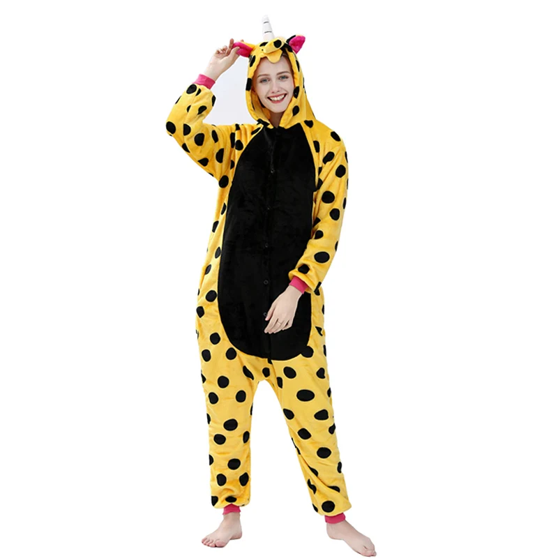 Кигуруми Единорог пижамы onesie для женщин Стич зимняя Фланелевая Пижама для взрослых Единорог пижамы в целом пара пижамы унисекс - Цвет: 4