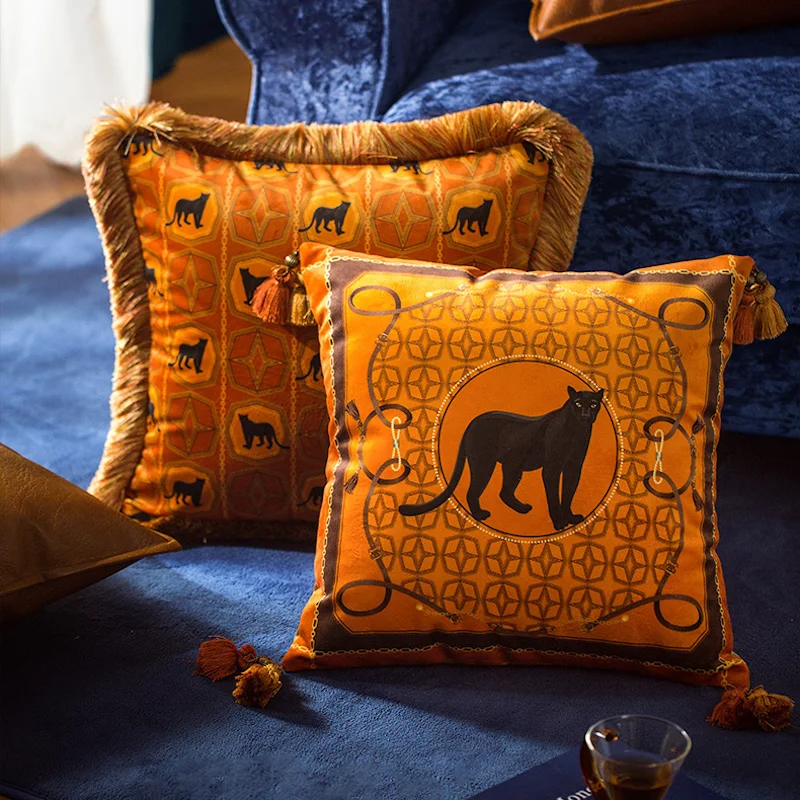 Velvet Chair Cushion Cover Orange Chair Pillows Velvet Pillow Case