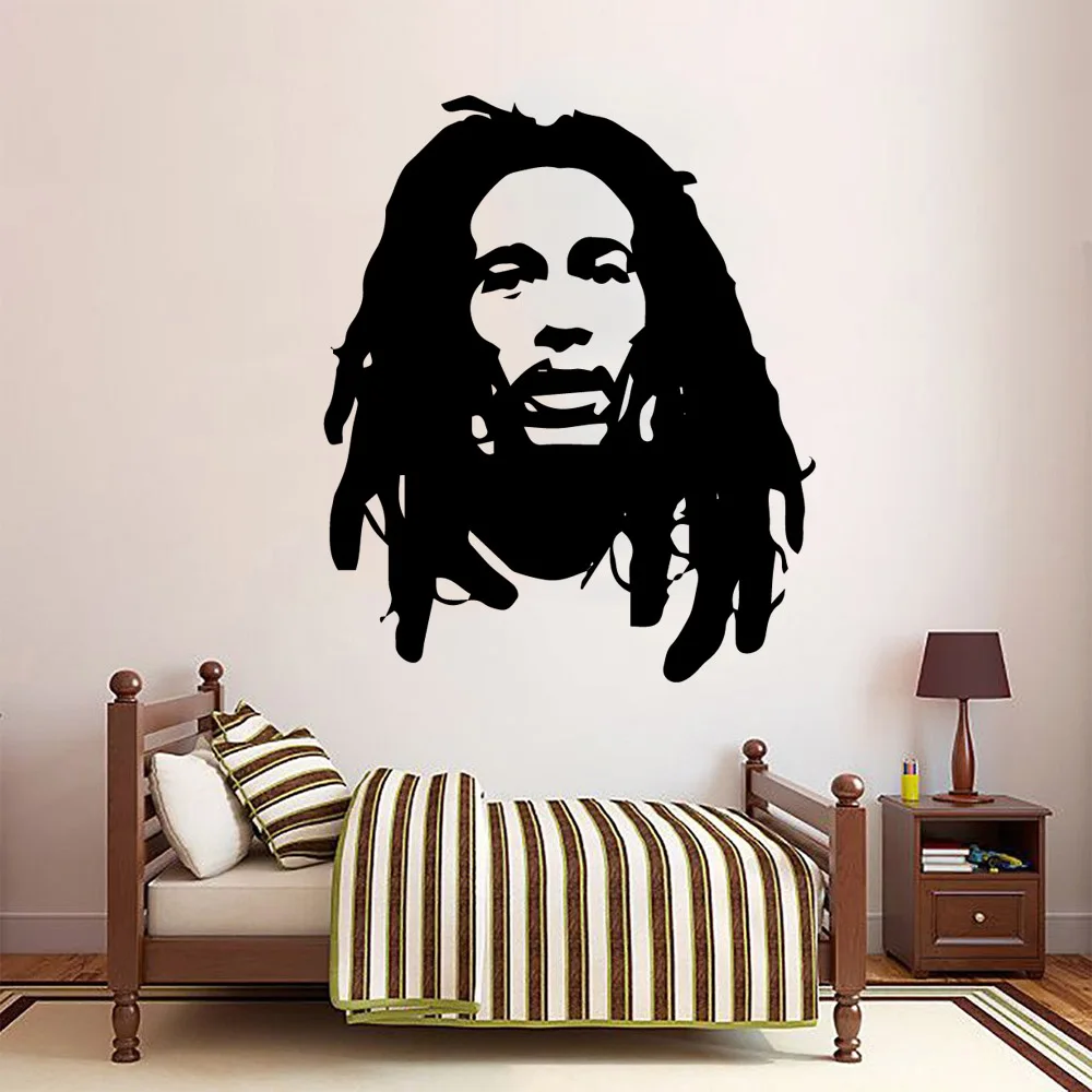 Colorful Soul Music Singer Bob Marley Removable Art Vinyl Wall Stickers For Kids Rooms Waterproof Wall Art Decal