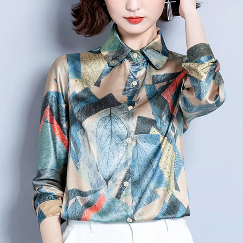 Blusas Feminias Женские топы и блузки Топы с длинным рукавом шифоновая блузка OL рубашки корейский топ на пуговицах с цветочным принтом 7921 50