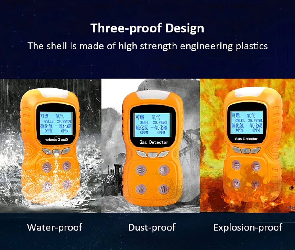 

4 in 1 Gas Detector CO Monitor Digital Toxic Gas Carbon Monoxide Detector Hydrogen Sulfide Gas Tester Light Vibration Alarm