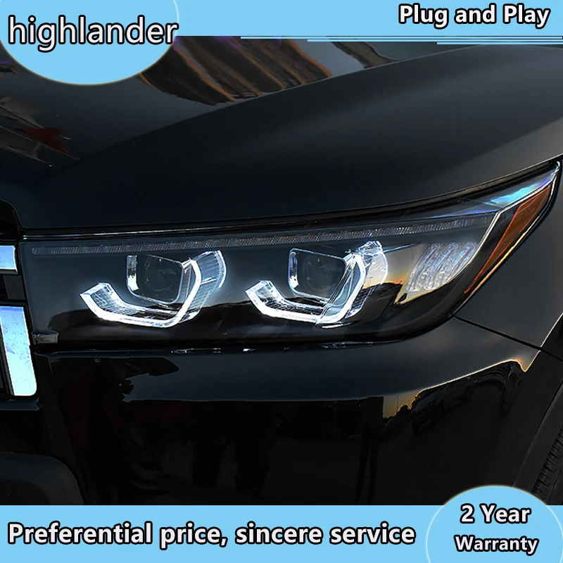 

Автомобильный Стайлинг, чехол для фары Toyota Highlander 2018, новый Kluger highlander, все светодиодный фары, светодиодсветодиодный дневные ходовые огни, динамический сигнал поворота