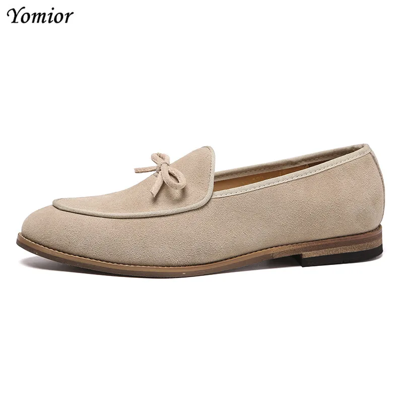 Yomior Real Leather Cowhide Men Shoes Vintage Formal Dress Shoes Business Office Flats Loafers Big Size Wedding Casual Shoes