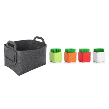 

4Pcs Potted Household Laundry Brush with Organiser Holder Container Modern Simple Room Decoration Book Box,1 Pcs,Black