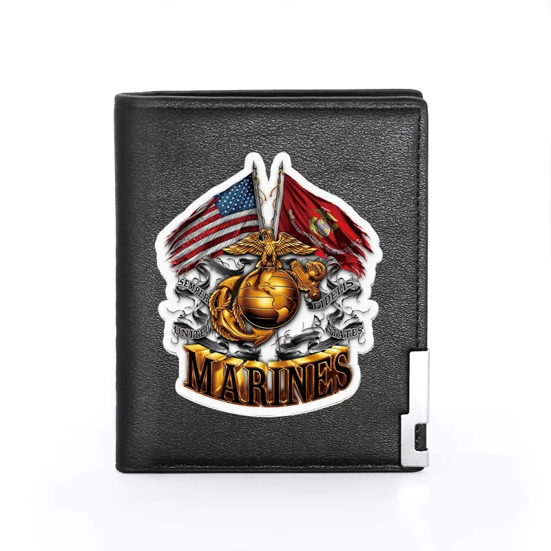 

New Arrivals United States Marines Printing Men's Wallet Leather Purse For Men Credit Card Holder Short Male Slim Money Bags
