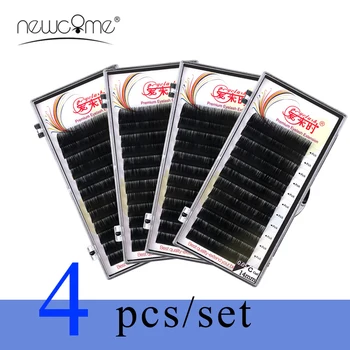 

High Quality 4 Trays/Lot Eyelashes Extension Silk Korea Material Fake False Eyelash Extension Individual Eyelash Cilia Lashes