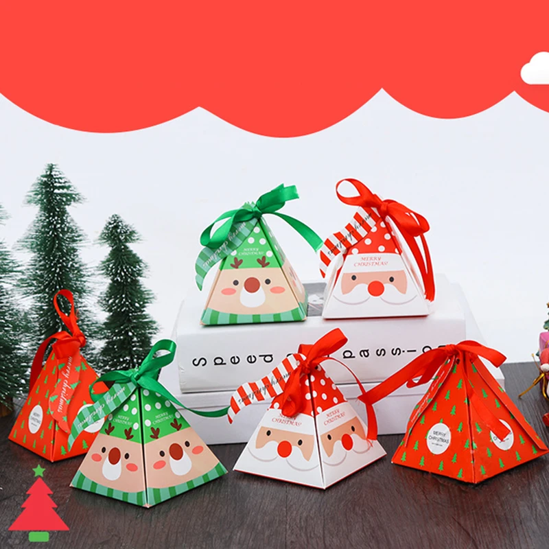 

1pcs Christmas Candy Box Bag Christmas Tree Gift Box With Bells Paper Box Gift Bag Container Supplies Navidad Party Supplies