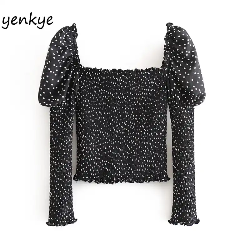 polka dot square neck top