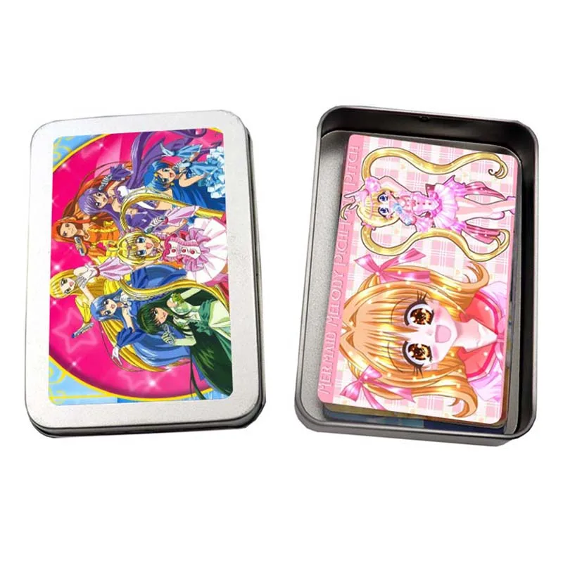 30Pcs Little Fish Fairy Pearl Mermaid Game Cards Iron Box Character Table Playing Toys For Family Children Gift