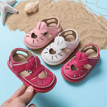 

Summer barefoot genuine leather baby sandals female new 0-3 year old children breathable shoes baby toddler shoes soft bottom
