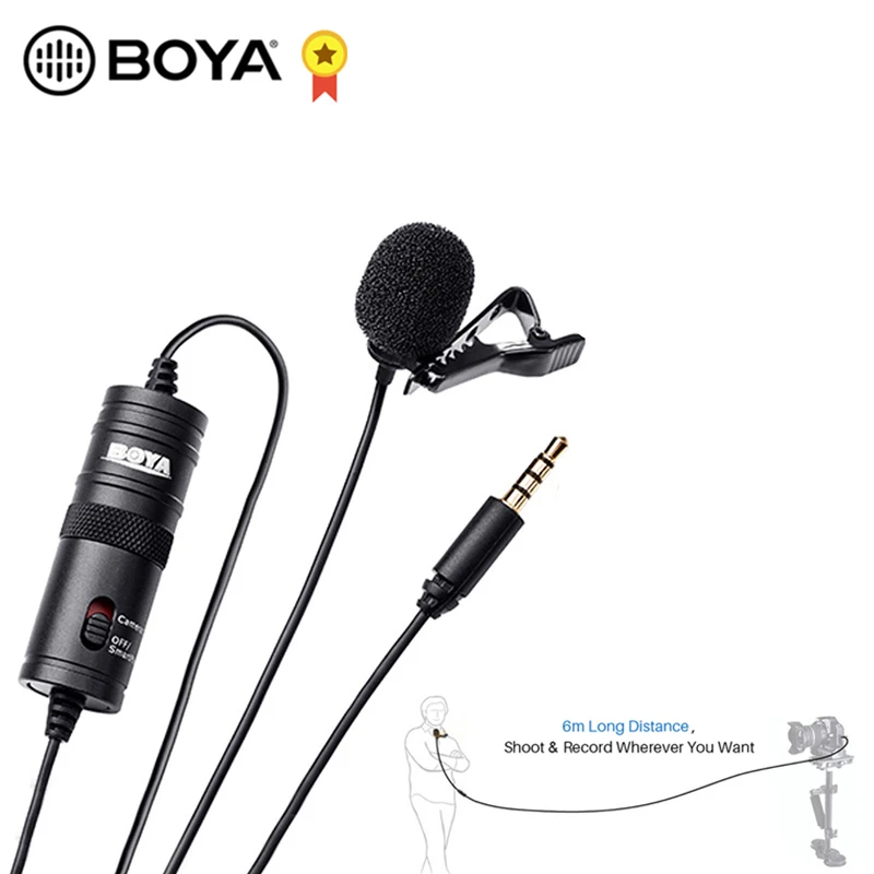 Нагрудный микрофон BOYA BY M1 Lavalier 3 5 мм для записи аудио и видеосъемки iPhone Android Mac Vlog Mic