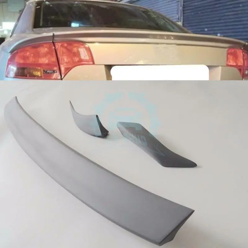 Для Audi A4 B7 3-шт 2006-2008 заднее крыло спойлер багажника полиуретановый ПУ Замена автомобиля модификация автомобильные аксессуары