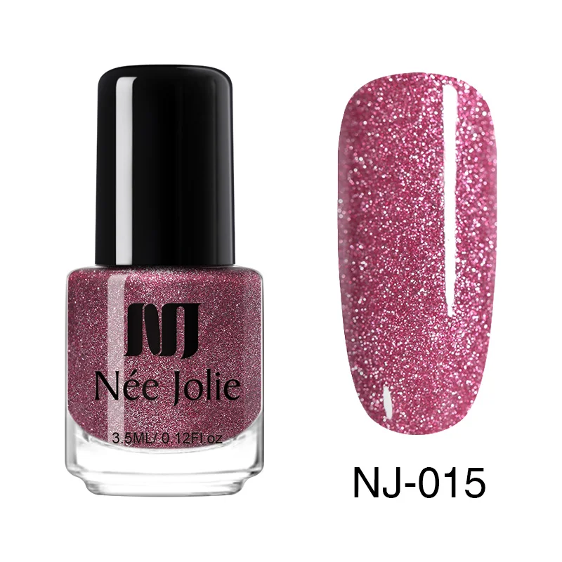 Glitter NJ-015 NEE JOLIE 3,5 мл Серебряный зеркальный лак для ногтей цвета розового золота прозрачный цвет 7,5 мл стойкий лак для ногтей Быстросохнущий лак для ногтей - Цвет: Glitter NJ-015