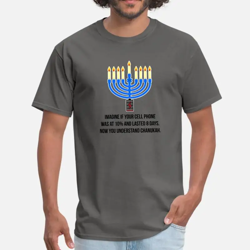 Men-Charcoal Чудо из Chanukah Hanukkah Мужская футболка orah для мужчин хлопковая Классическая футболка большого размера 3xl 4xl 5xl уличная одежда в стиле хип-хоп - Цвет: Men-Charcoal