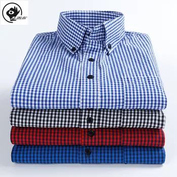 

Little Raindrop Mens Dress Shirts Long Sleeve Men's Fashion Plaid Button down Collar Checked Slim Smart Casual Shirt Social