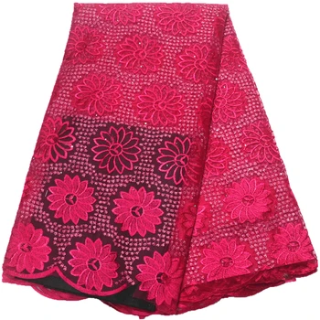 

2019 high quality lace 5yards tulle lace new purple lace fabric nigerian lace fabric with stones african for women dress