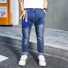 Г. Весна-осень; стиль; трендовые штаны для мальчиков с висячим ярлыком; джинсы; Детские вареные ковбойские брюки