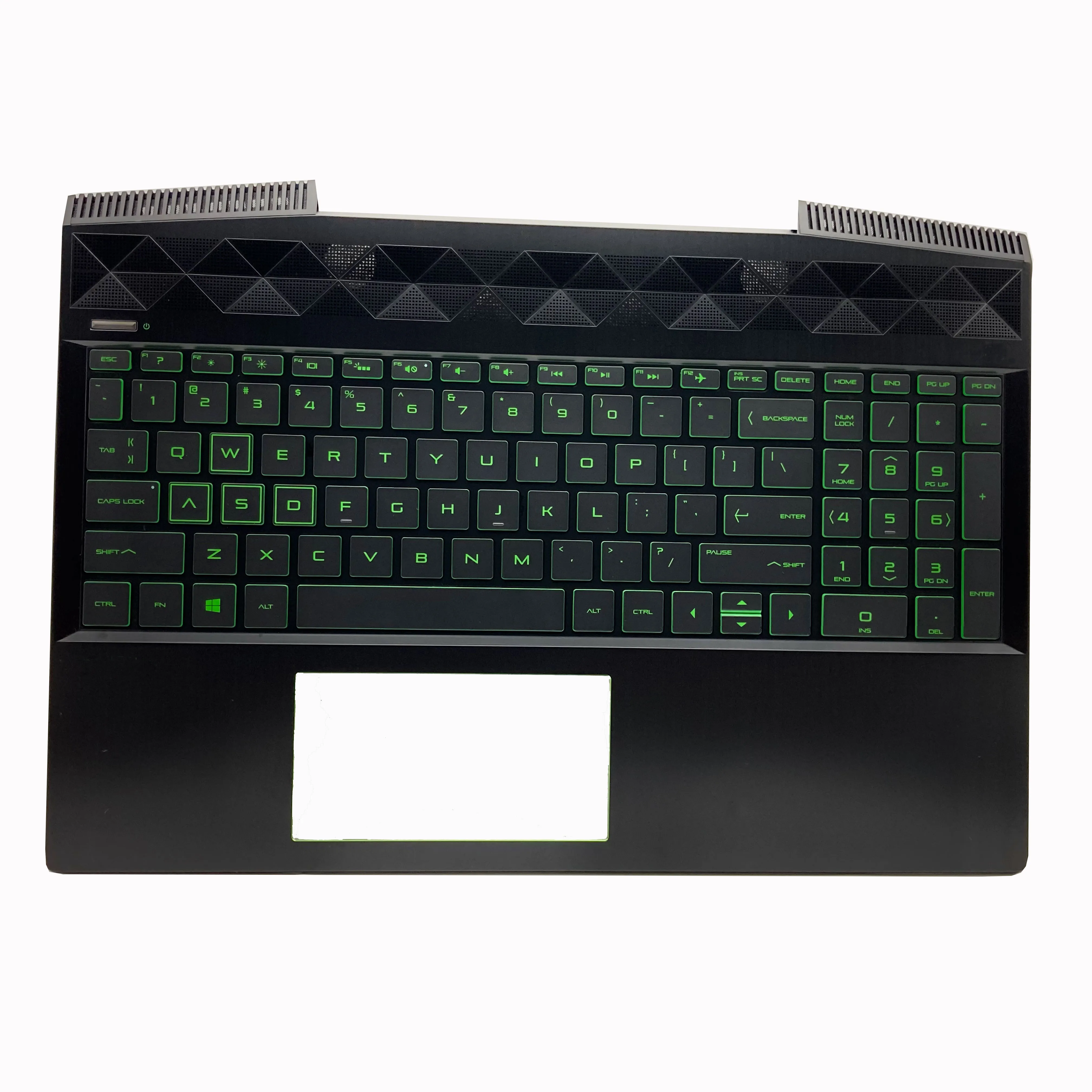 HP Pavilion Gaming 15-cx pc用の新しいパラムレストキーボードベゼル、緑色のバックライト付き