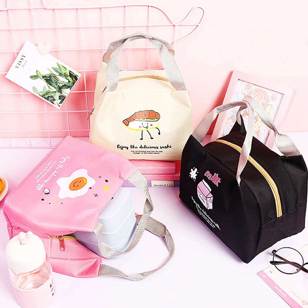 Portable Insulated Lunch Bag Carry Tote Picnic Storage Carry Case Thermal Bag Cute Print Cartoon Food Oxford Cooler Handbag