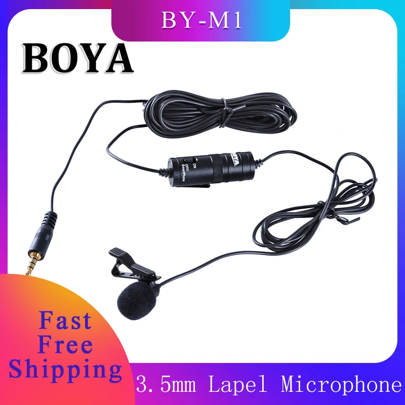 BOYA BY-M1 3.5mm Audio Video Record Lavalier Lapel Microphone Clip On Mic for Canon Nikon Sony DSLR Camcorder iPhone Android | Электроника
