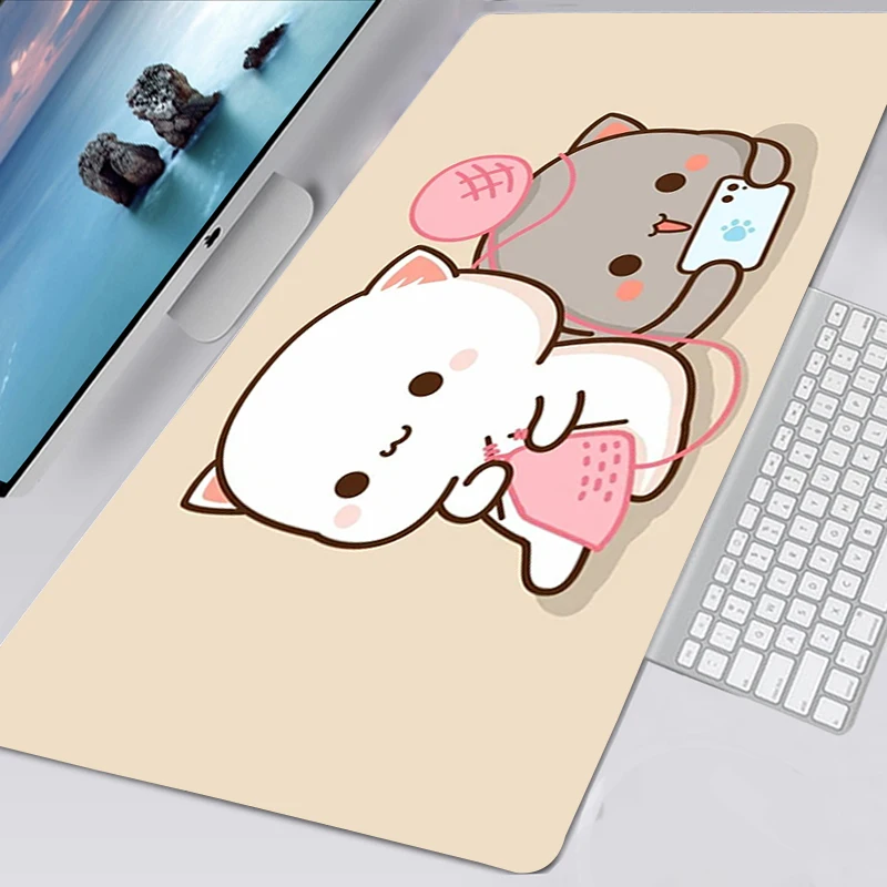 

Коврик для мыши adkladka Pod Mysz 90x30 с изображением персикового кота Mochi, 40x90, игровые аксессуары alf★, нескользящий коврик для мыши, коврик для мыши с изображением аниме