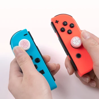 

4 Pack Sakura Flower Thumb Grip Caps, Soft Silicone Cover Joystick Cap for Nintendo Switch & Lite