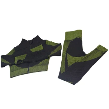 

SEWS-2 Pcs Seamless Workout Clothes for Women Full Zipper Long Sleeve Yoga Set Gym Fitness Workout Sportswear