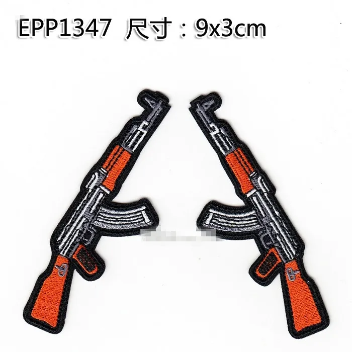 10 компл./лот AK47 машина пистолет cs железа на патчи Патч мешок вышитые Швейные Аппликация шить на горный хрусталь эмблема на ткани DIY Аксессуары для одежды