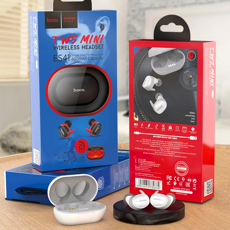 Профессиональные Twins Mini 3D стерео наушники HOCO с Bluetooth 5 0 невидимые настоящие басы
