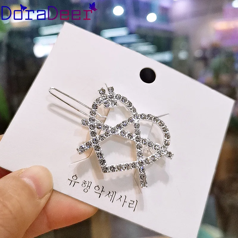 

DoraDeer Metal Hair Clip Super Flash Full Frog Hairpin Hair Accessories for Women Crystal Rhinestone Love Word Wild Clips Hair