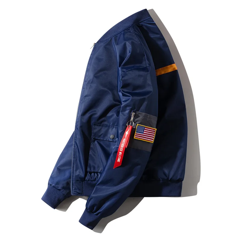 Осенняя мужская бомбер летная куртка пилот куртка мужская Ma-1 летная куртка пилот ВВС Мужская армейская Военная мотоциклетная гоночная куртка новинка - Цвет: Синий