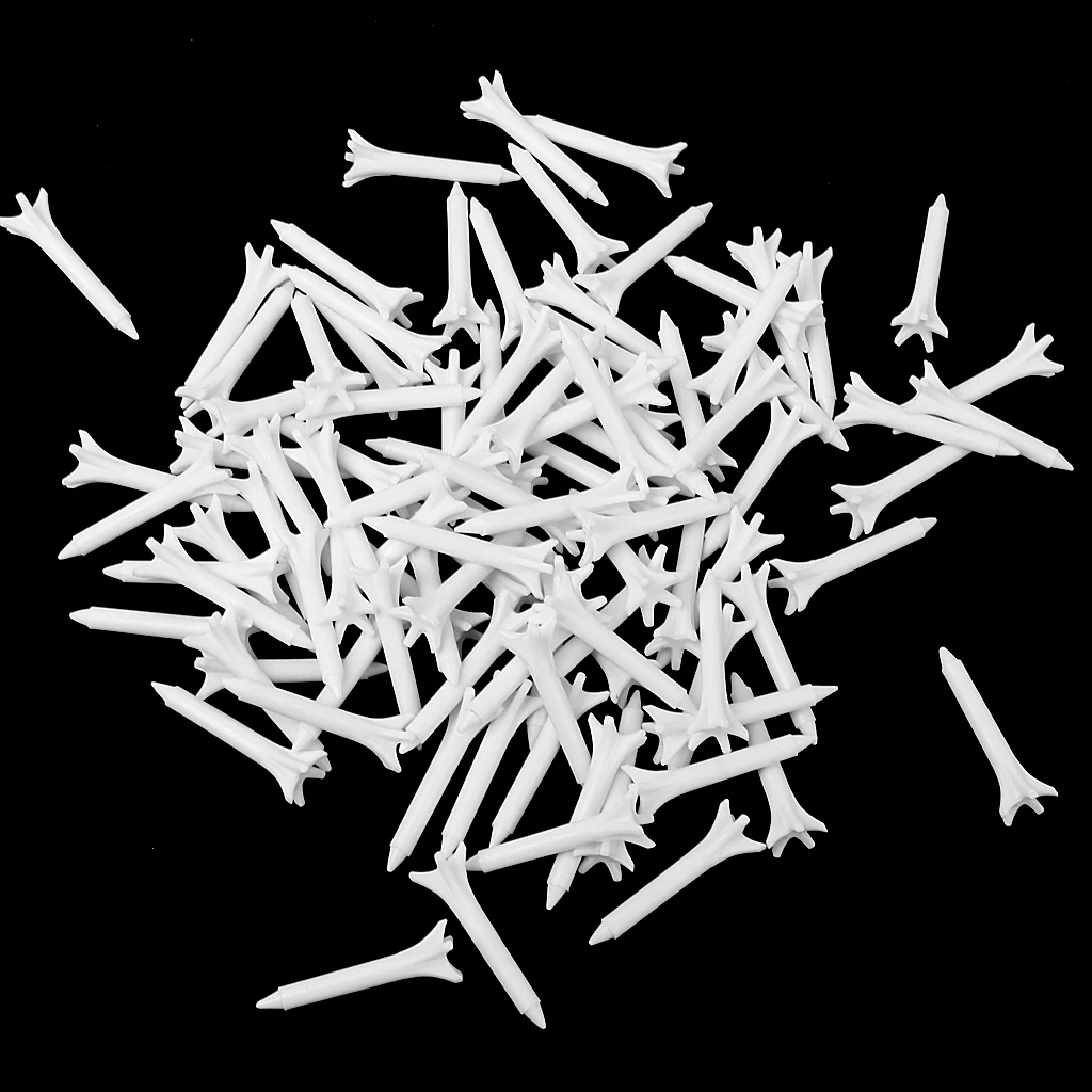 Professional Plastic Golf Tees - Hard & Durable (100 packs) - Replacement Tees, White