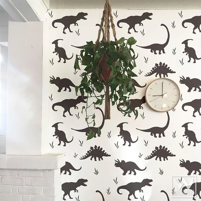 Autocollants muraux de dinosaure pour chambre d'enfant, stickers muraux en  vinyle, décor de chambre de garçon, Z864 - AliExpress