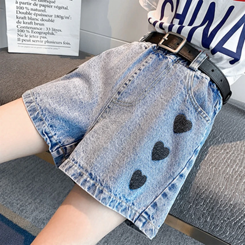 Jeans Per Ragazze Jeans Corti Con Motivo A Cuore Jeans Per Bambina In Denim Per Bambini Vestiti Estivi Per Ragazze 6 8 10 12 14 Anni