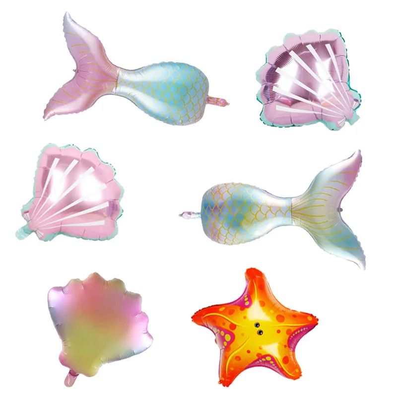 

1pc Mermaid Ariel ocean shell Party Supplies Mermaid Tail Balloon Sea animal Party globos Baby Shower Girl Birthday Party toys