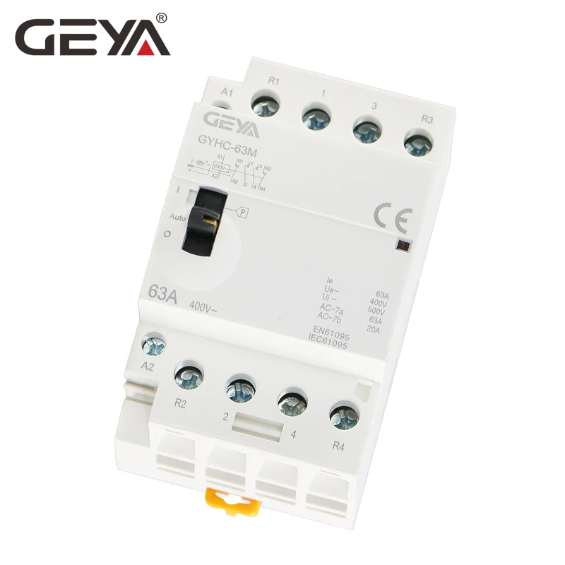 GEYA GYHC 4P 40A 63A 4NO или 2NC2NO 220 V/230 V 50/60HZ Din Rail бытовой AC Контактор В соответствии с стандартом вручную Управление