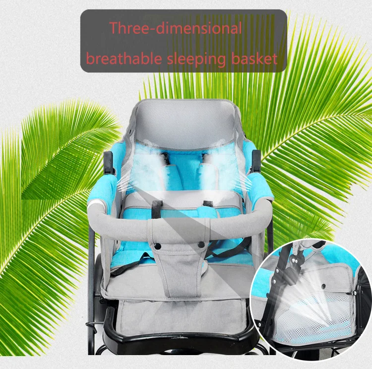 Twin Baby Strollers Lightweight Folding Front Rear Reclining Trolley Baby Double Stroller Can Lie Flat