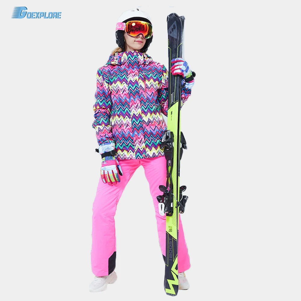 Ski Suit Women Thicken Warm Waterproof Windproof Skiing Snowboarding Set Jacket and Pants Female Snow Costumes Outdoor Coat Girl