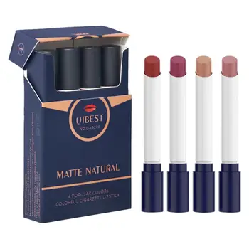 

4Pcs/Set Women's Fashion Lipstick Set Matte Easy To Color Nude Makeup Matte Velvet Lipstick Natural Moisturizer