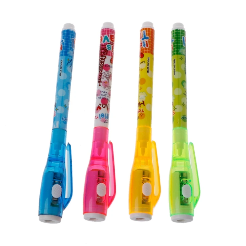 

4PC Invisible Ink Pen Spy Pen With Light Magic Marker Kid Pen for Secret Message X6HB