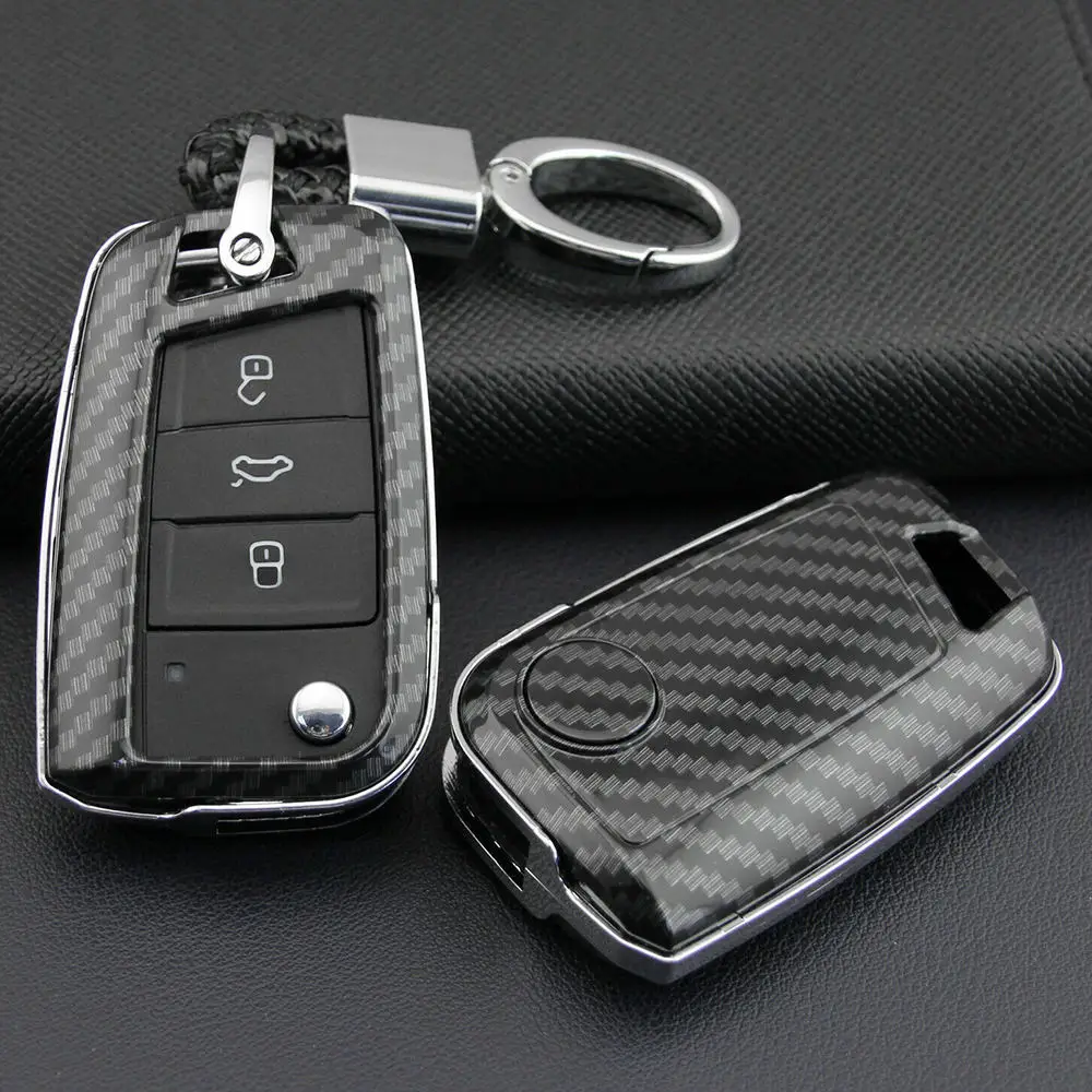 1 шт. чехол из углеродного волокна для ключей с цепочкой для VW Golf MK7 Skoda Octavia ZYH