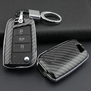

1Pcs Carbon Fiber Key Fob Chain Cover Case for VW Golf MK7 Skoda Octavia ZYH