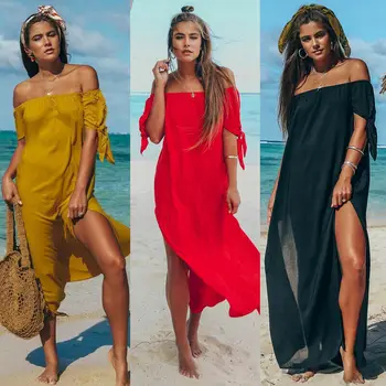 

Women Summer Boho Lady Bikini Cover Up Sarong Dress Swimwear Kaftan Lace Casual Polyester Short Sleeve Evening Party Beach Wear