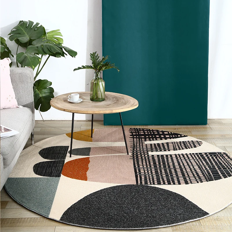 Креативный скандинавский круглый ковер, гостиная/офис, компьютерный круглый ковер, диван, журнальный столик, напольный коврик, домашний коврик для гардеробной и ковров