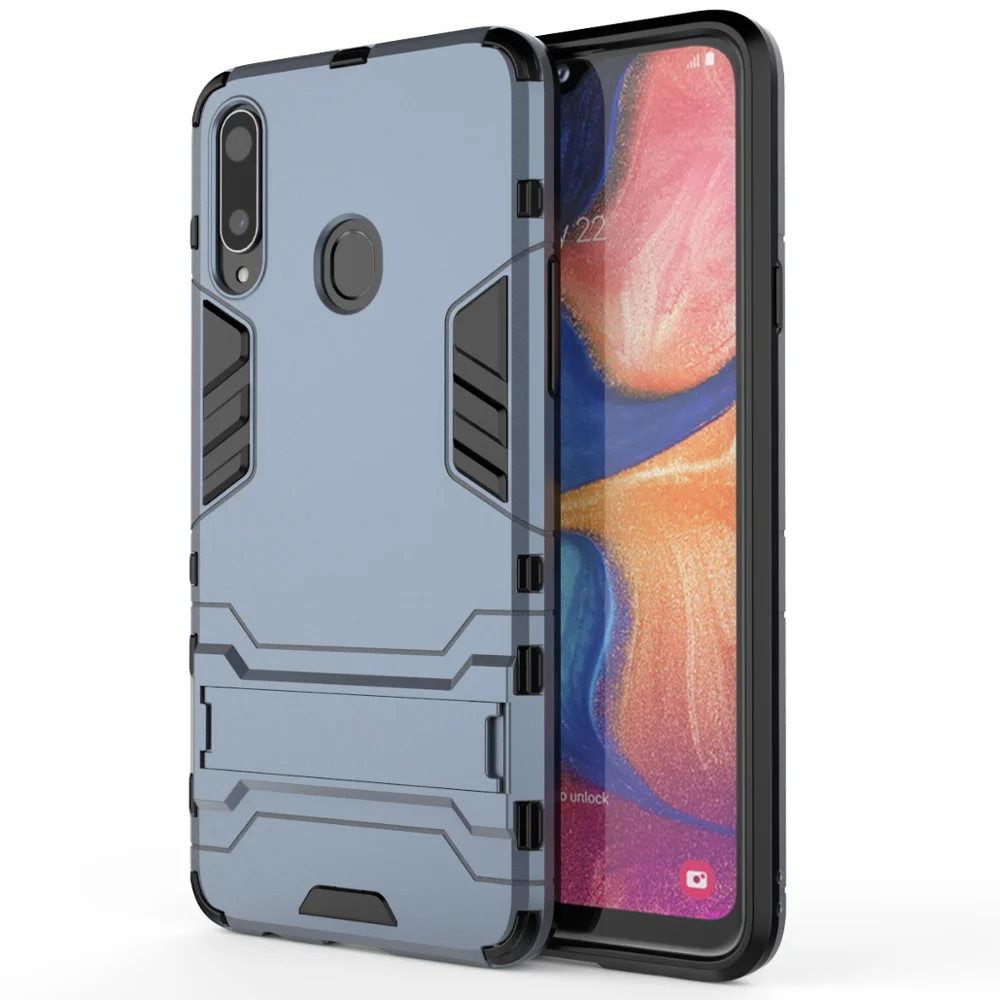 OUDINI задняя крышка Подставка Броня противоударный чехол для samsung Galaxy A20 A20E A20S M20 A2core чехол - Цвет: NavyBlue