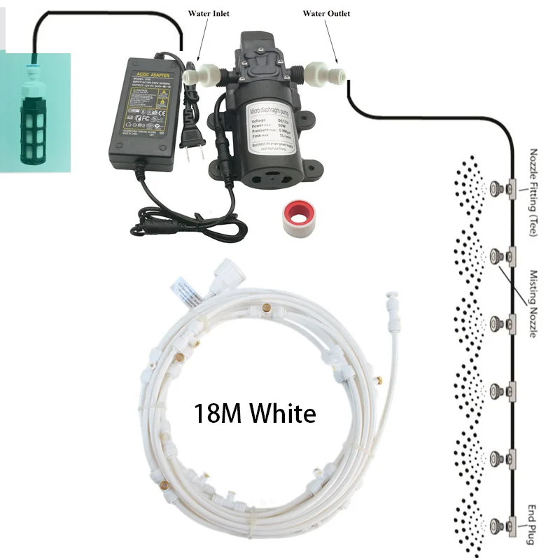 White 18M Kit 12 V/5A микро насос Мощность адаптер открытый сад воды туман система охлаждения воды системы тумана для растения и цветы для детей от 6 до 18 месяцев - Цвет: White 18M Kit