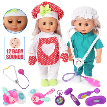 

12 inch Occupation doctor Bebe reborn doll 30cm lifelike Simulation sound Silicone kitchen Item Clothes set Baby for Toys Kids