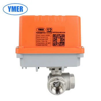 

YMER Stainless steel T-type shunt electric three-way ball valve internal threaded reversing valve